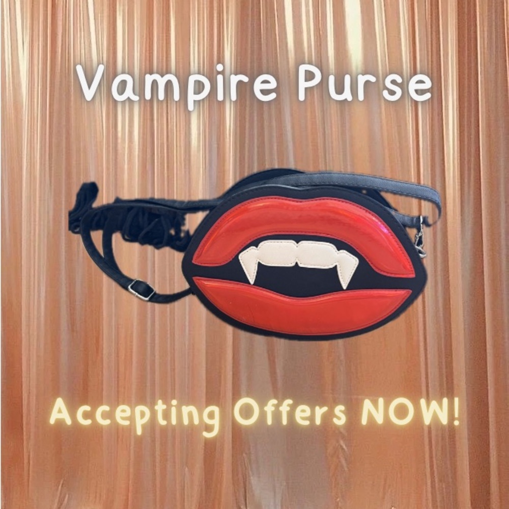 Red and Black Vampire Lips Purse